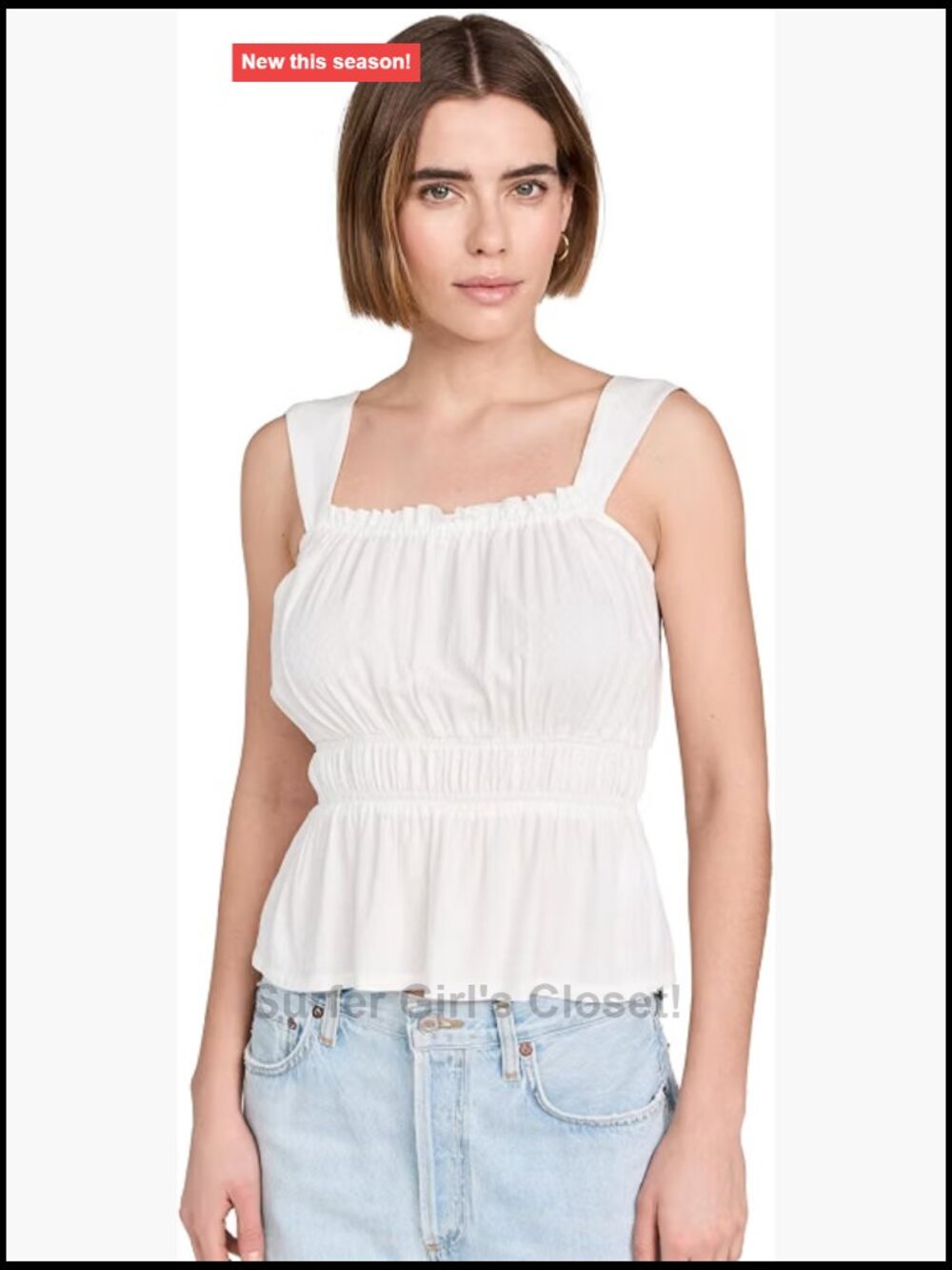 Sleeveless Ruffle Square Neck Tank Top Non-Stretch Rayon